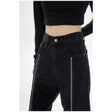 Cinessd  Women's Jeans High Waist Chic Design Black Fashion Streetwear Straight Pants Baggy Basic Vintage Female Wide Leg Denim Trouser