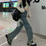 Cinessd  Y2K Emo Women Vintage Streetwear Fairy Grunge Baggy Jeans Denim Trousers Ripped Pants Alt Straight High Waist Harajuku Clothes