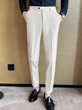 CINESSD   New Boutique Solid Color Men's Casual Business Office Suit Pants Groom Wedding Dress Party Casual Male Trousers
