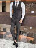 CINESSD   ( Jacket + Vest + Pants ) High-end Brand Boutique Fashion Striped Men's Formal Business Suit Three-piece Set Groom Wedding Dress