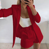 Cinessd Back to school outfit Shorts Suit Sexy Temperament Cardigan Fashion Leisure Suit Coat Women 2 Piece Women Short Set with Blazer  2 Pieces for Office