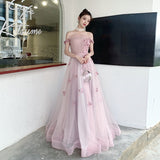 Cinessd   New Banquet Long Elegant  Applique Party Prom Gowns Back Lace Up Evening Dress