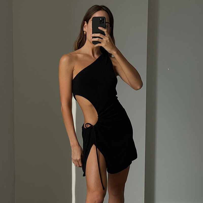 Dresses For Women 2022 Summer Elegant Black Skinny Sexy Cutout  Casual Evening Party Prom Mini Dress Vestidos Outfits Clothes
