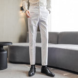 CINESSD   Men's Formal Office Business Suit Pants 16 Colour M-6XL Boutique Fashion Pure Color Thin  Wedding Dress Costume Male Trousers