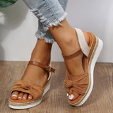 Cinessd  Platform Wedges Sandals For Women Roman Bow Knot Fashion Retro Comfy Casual Shoes Woman 2022 Open Toe Summer Hot Sale