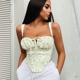 Padded Top Summer Corset Top Crop Women Y2k Tops Green Sexy Outfits Girl Party Clubwear Double Layer Wholesale
