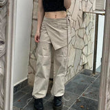 Cinessd  Drawstring Low Waist Y2K Skirt Cargo Pants Pockets Design Streetwear Joggers Womens Vintage Casual Hippie Sweatpants