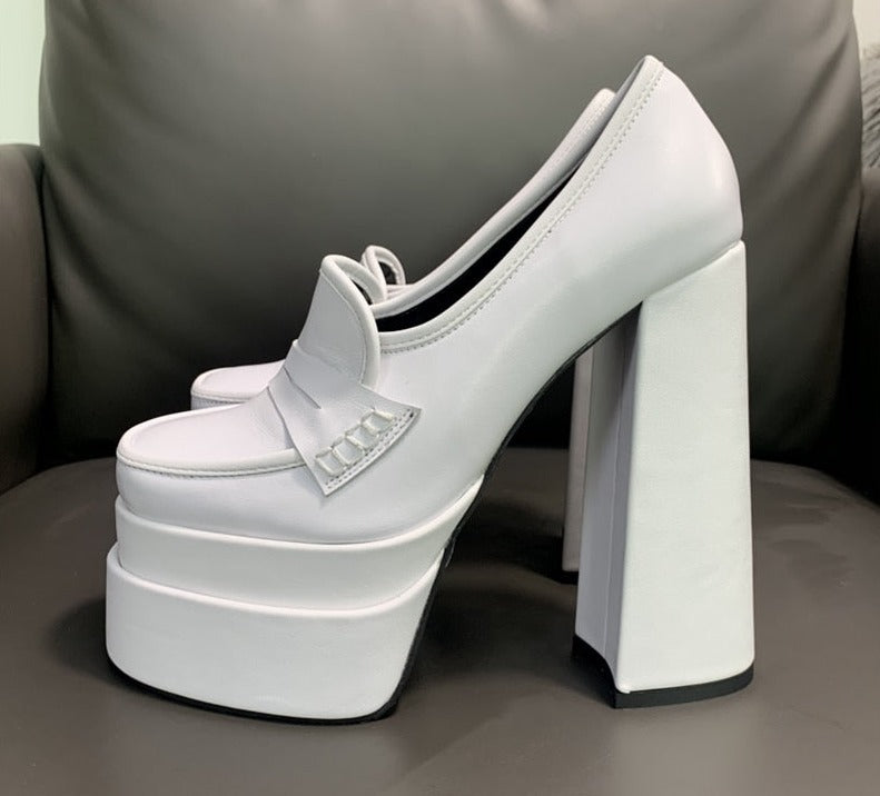 Cinessd  Luxury Brand Woman Shoe Chunky Heels Women Pumps Elegant Platform Shoes Office Lady Thick Bottom Ladies Shoes Wedding Party Shoe