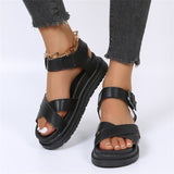 Cinessd  Design Open Toe Platform Chunky Heel Punk Leisure Women's Sandals Casual Buckle Black White Trendy Shoes Woman