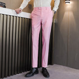 CINESSD   Men's Formal Office Business Suit Pants 16 Colour M-6XL Boutique Fashion Pure Color Thin  Wedding Dress Costume Male Trousers