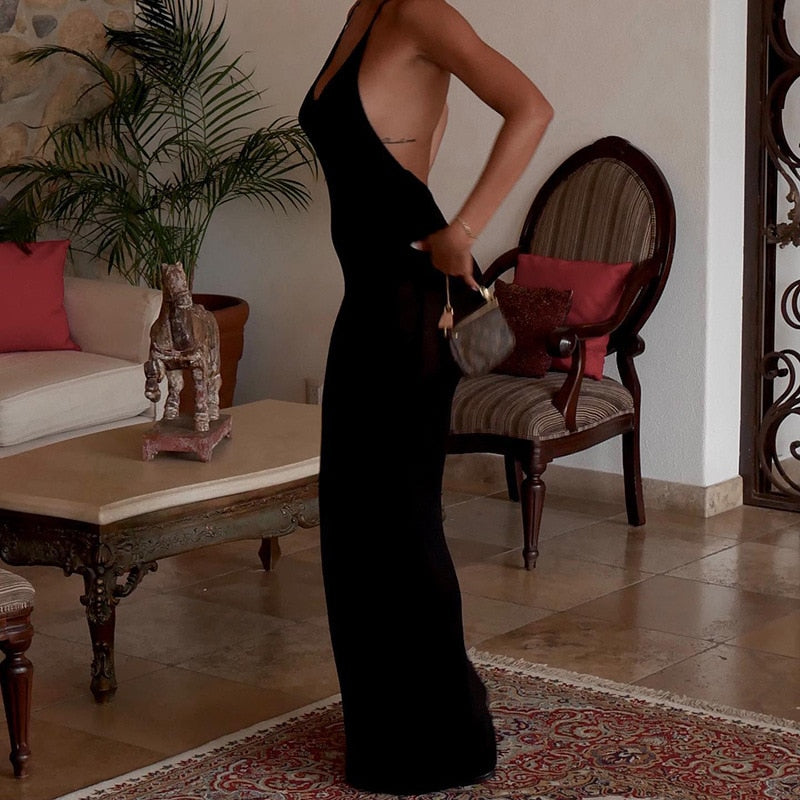 Cinessd  Summer For 2022 Strap Women's Clothes Black Halter  Elegant Casual Basics Evening Party Sexy Prom Corset Maxi Dress Vestidos