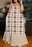 Cinessd Red  Casual Print Backless Spaghetti Strap Long Dress Dresses