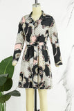 Cinessd Multicolor Casual Print Patchwork Turndown Collar Long Sleeve Dresses
