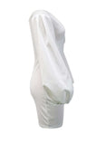 Cinessd White  Solid Backless V Neck Long Sleeve Dresses